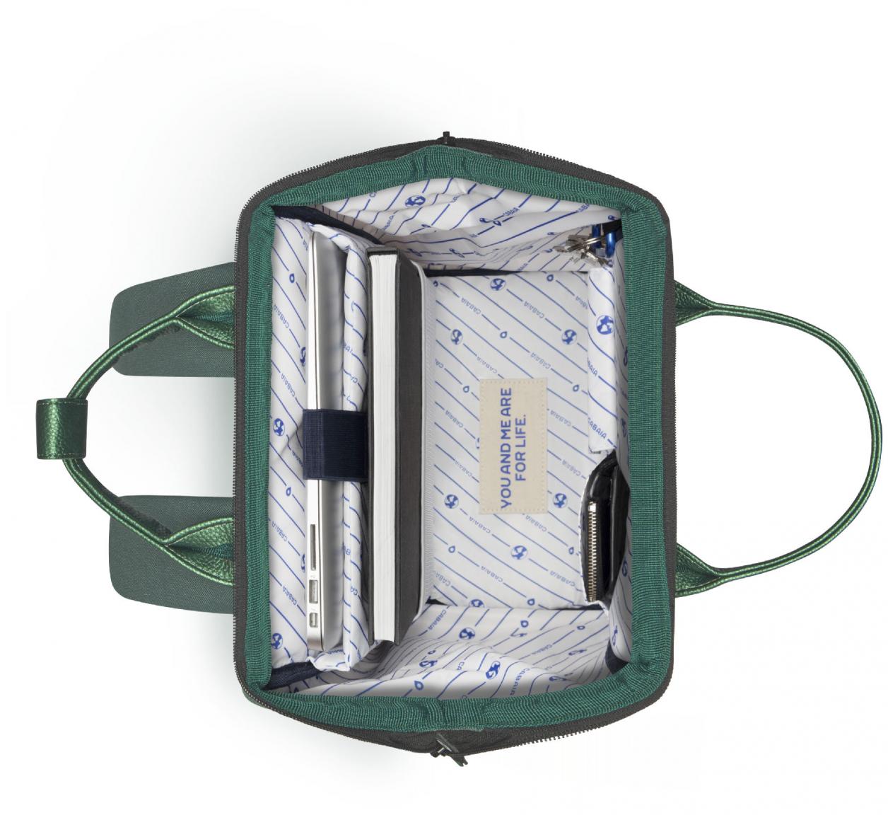 Jugendrucksack mit Laptopfach Wechselfront Cabaia Adventurer Leon grün