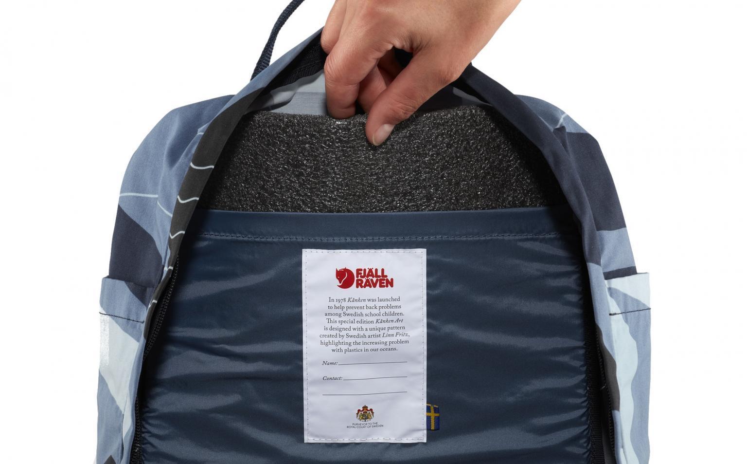 Jugendrucksack mit grafischem Muster Fjällräven Kanken Art Ocean Deep blau