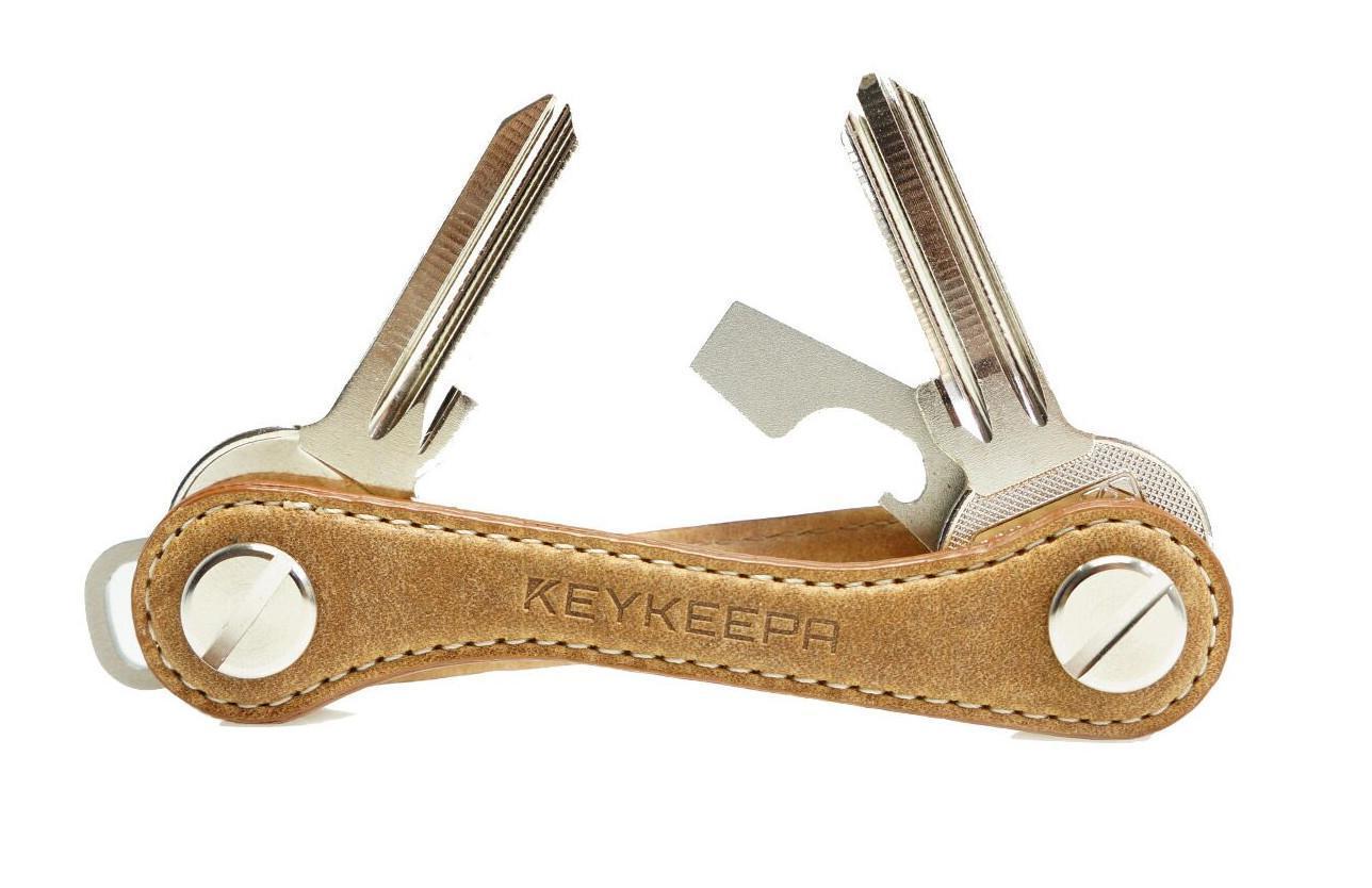 KEYKEEPA Schlüsselhalter Leder Cappuccino hellbraun