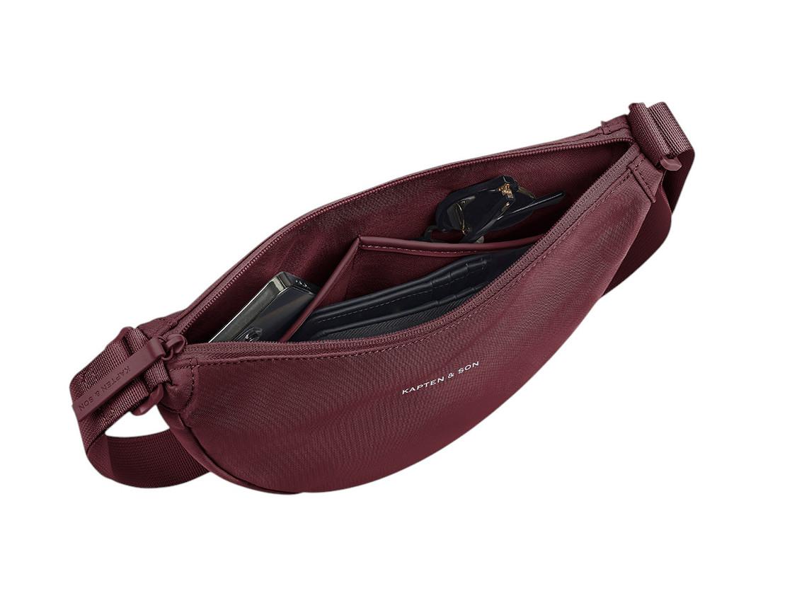 Kapten & Son Essential Moon Bag Crossovertasche Burgundy - Weinrot