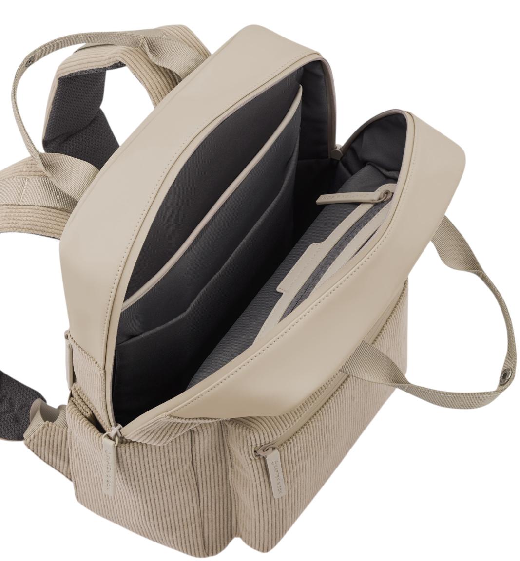 Kapten and Son Daypack Cordsamt beige Bergen PRO Materialmix Dusty Sand