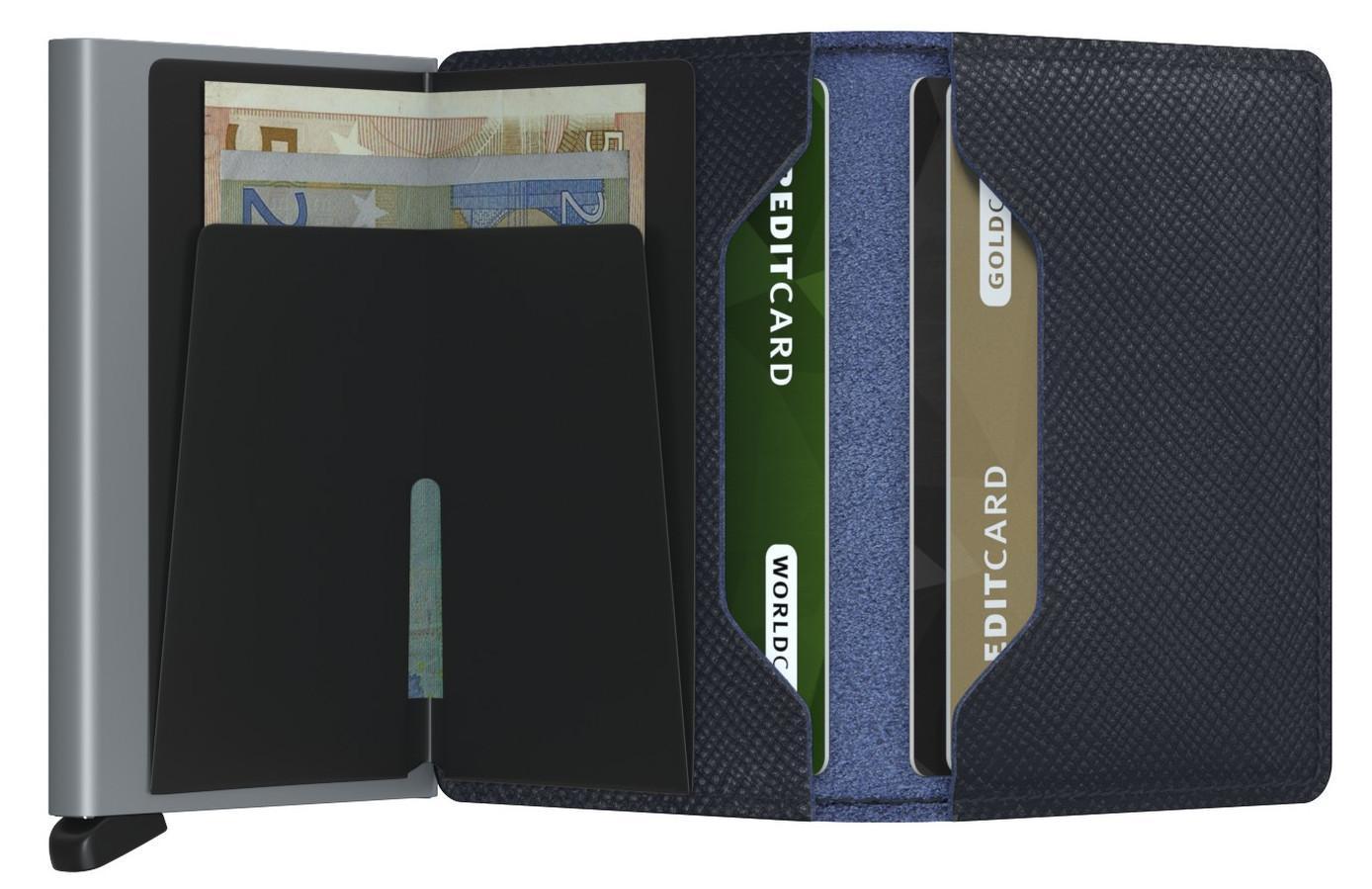 Kartenbörse Secrid Slimwallet Saffiano Navy RFID-Schutz dunkelblau