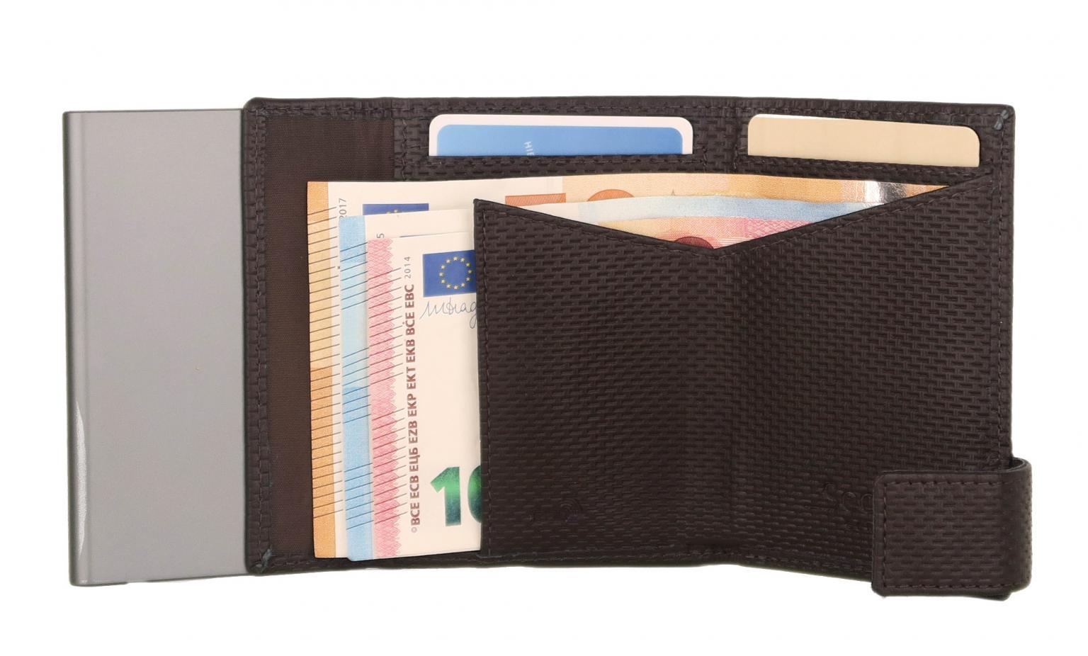 Kartenbörse mit Münzfach SecWal Osaka RFID Schutz braun
