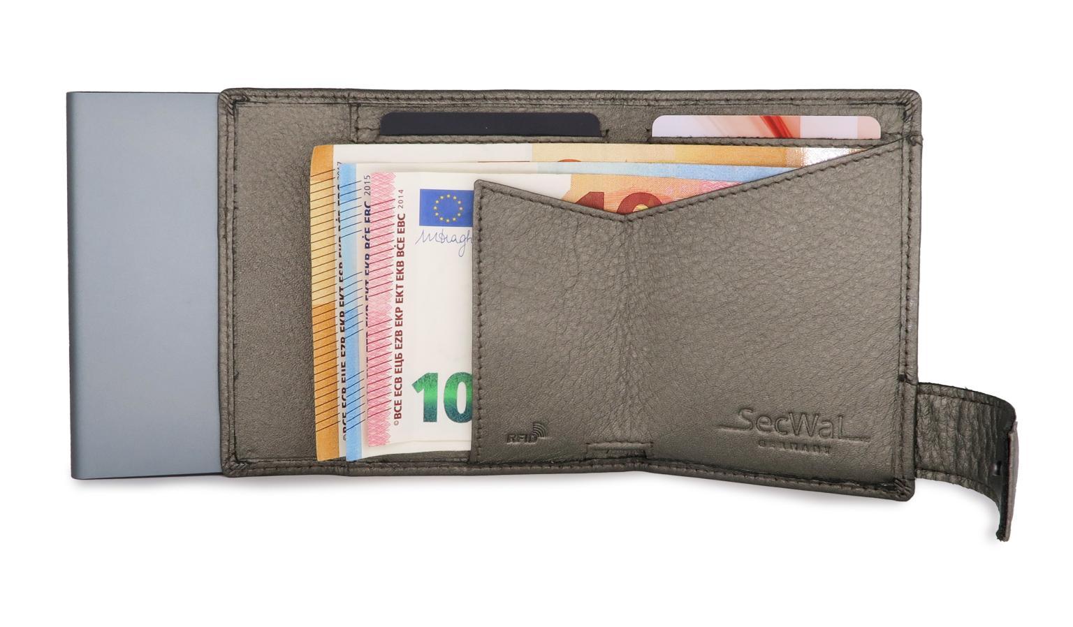Kartenetui Münzfach Geldbörse SecWal grau silber RFID-Schutz