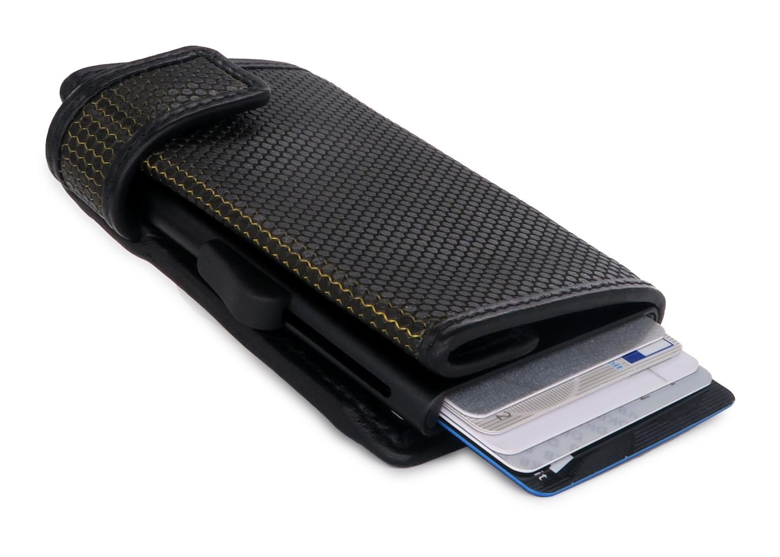Kartenetui SecWal Geldbeutel RFID Schutz Leder schwarz gelb