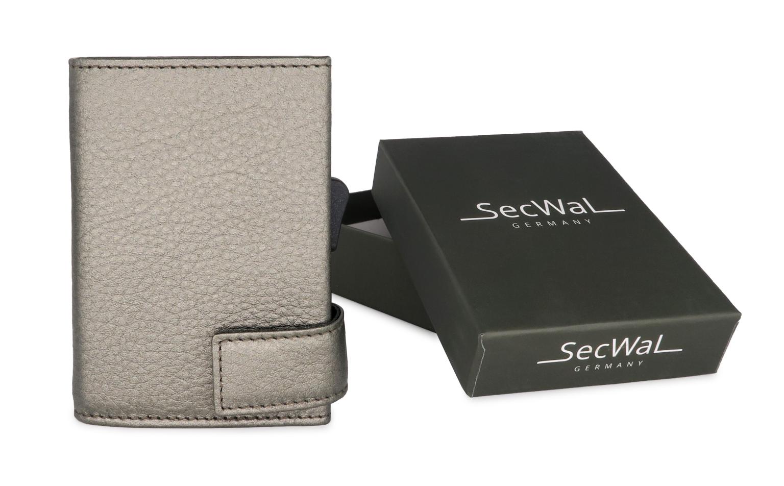 Kartenetui SecWal Karten Container Geldbörse RFID Schutz grau metallic