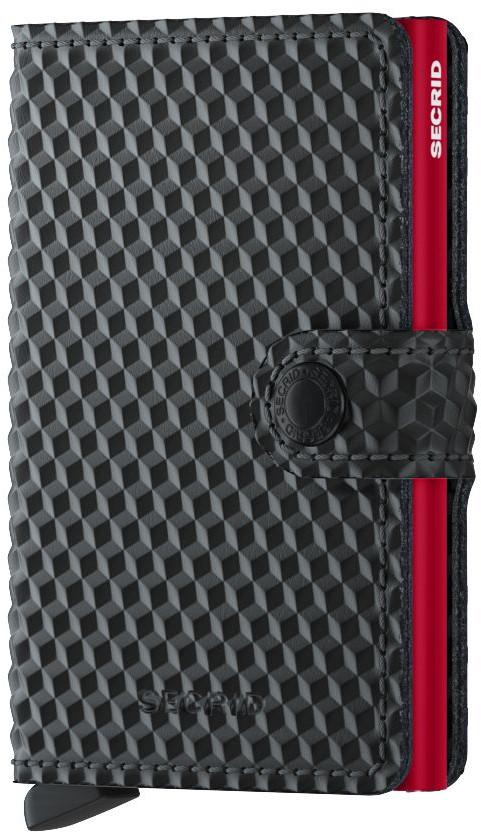 Kartenetui Secrid Miniwallet mit Drücker Cubic Black Red 3D Optik 