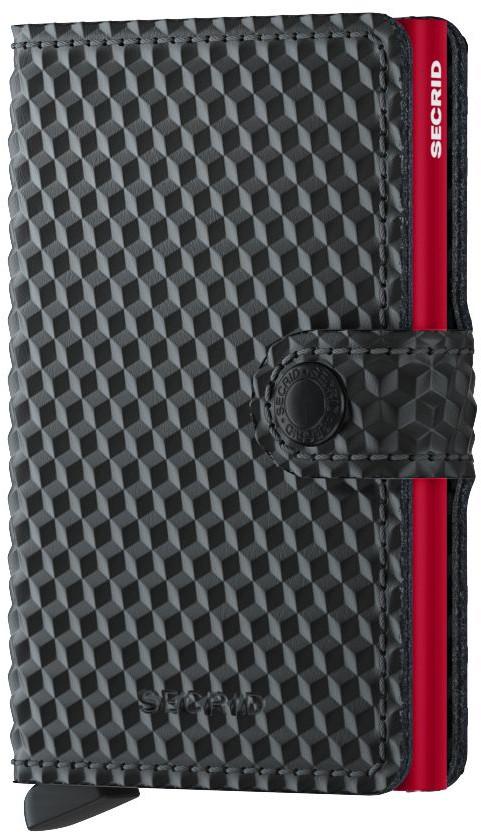 Kartenetui Secrid Miniwallet mit Drücker Cubic Black Red 3D Optik 