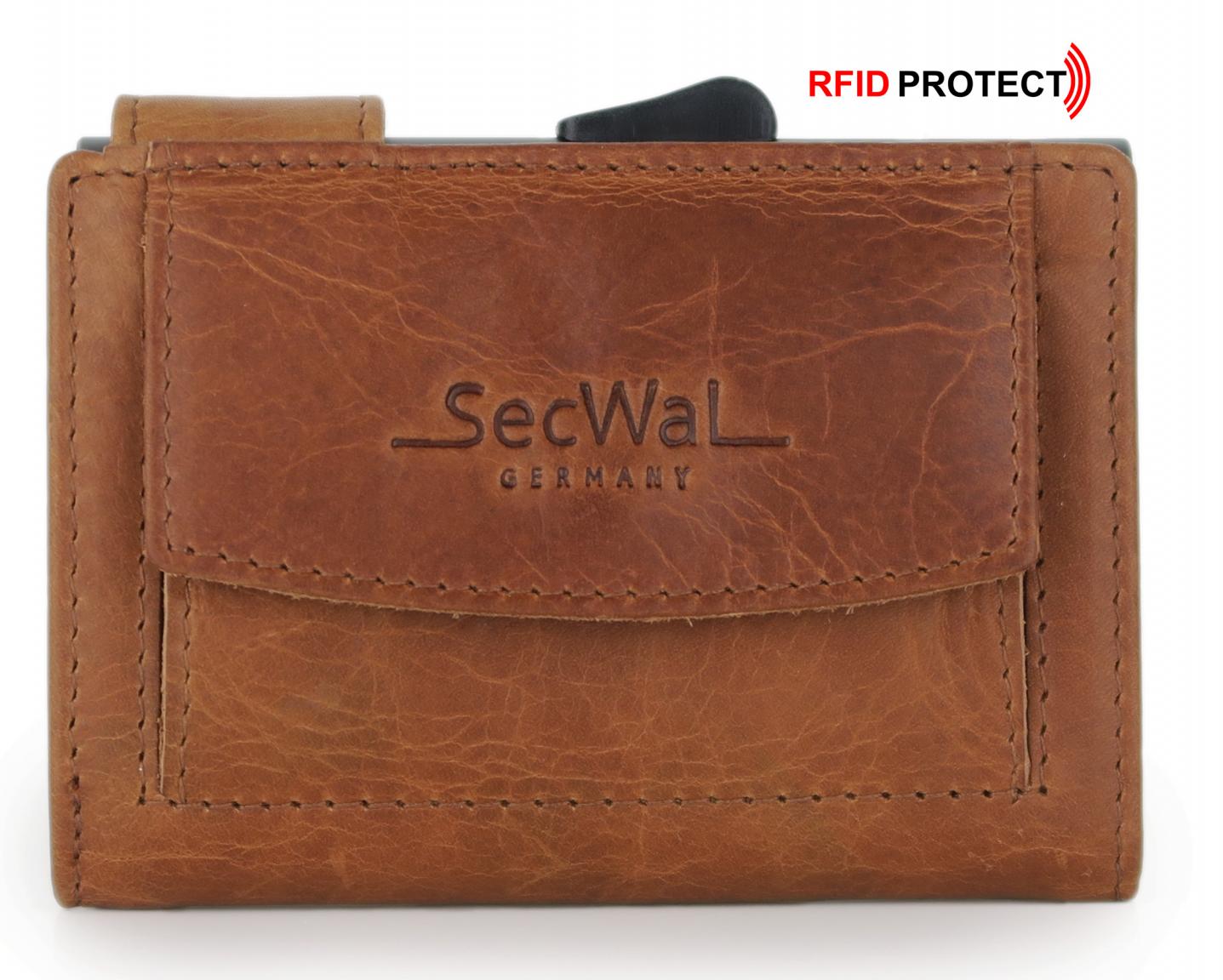 Kartenetui mit Münzfach SecWal Dallas RFID Schutz braun