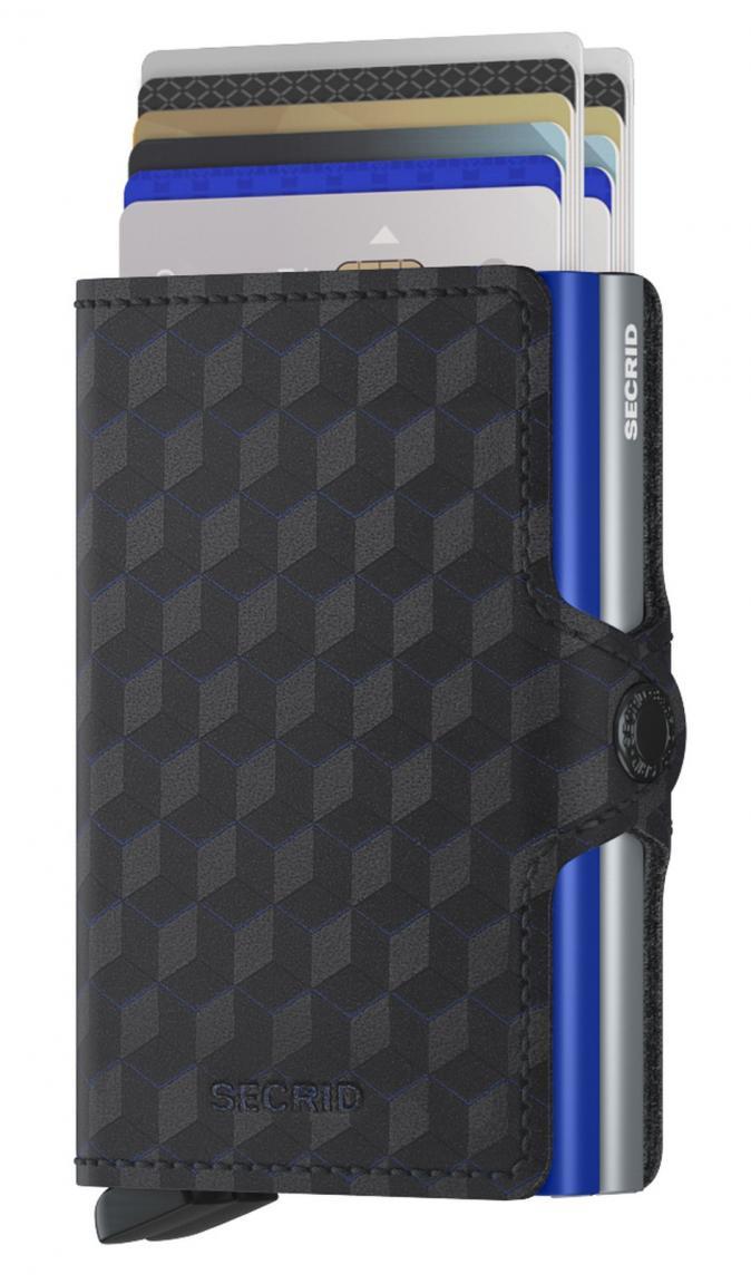 Kartenhülle Secrid Twinwallet Optical Titanium Blue Würfelmuster RFID