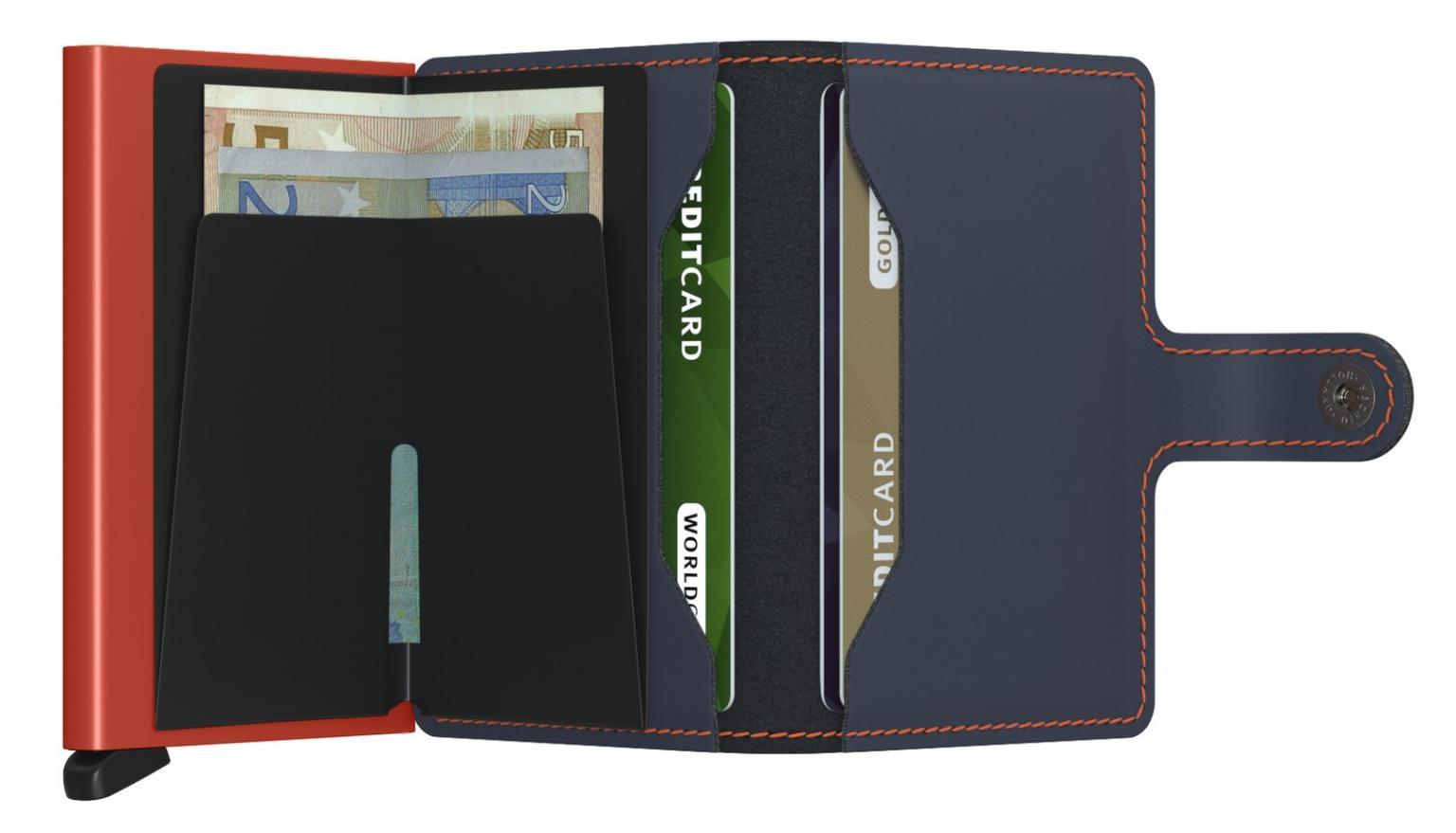 Kartenmäppchen blau Secrid Miniwallet RFID-Schutz Nightblue Orange