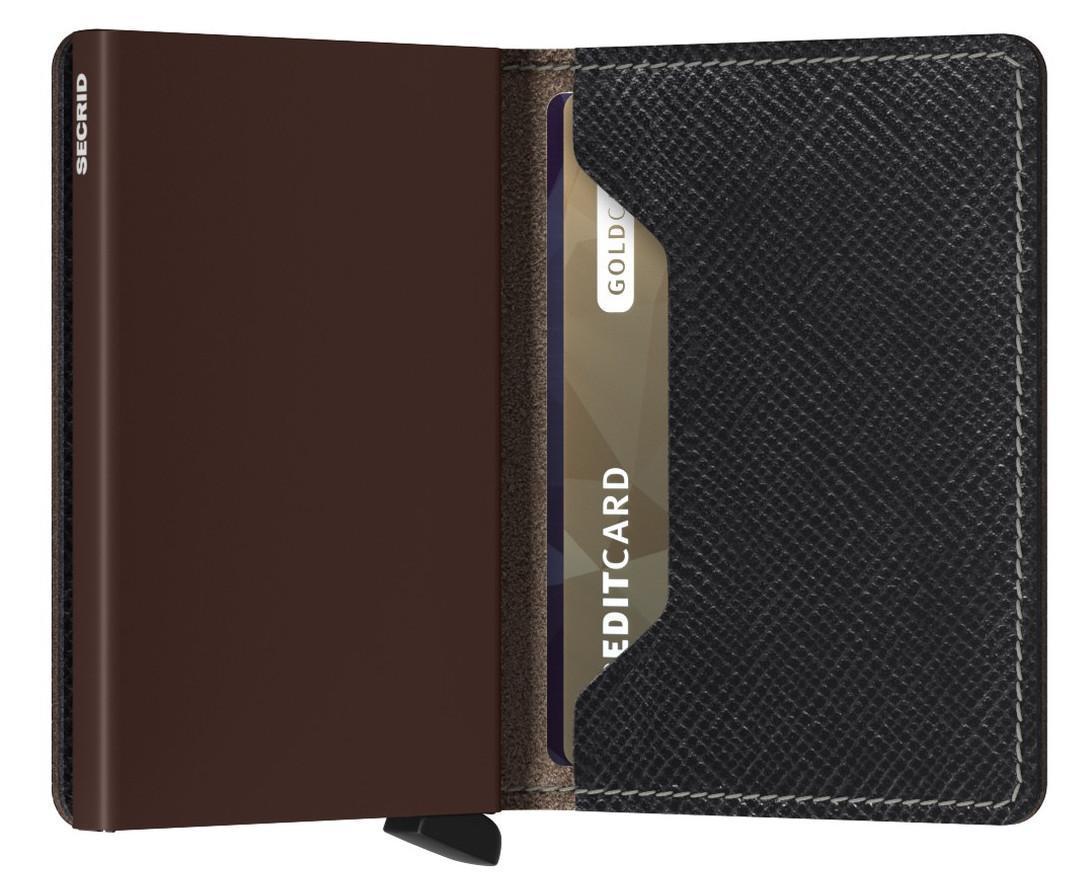 Kartenmäppchen dunkelbraun RFID-Schutz Serid Slimwallet Saffiano Brown