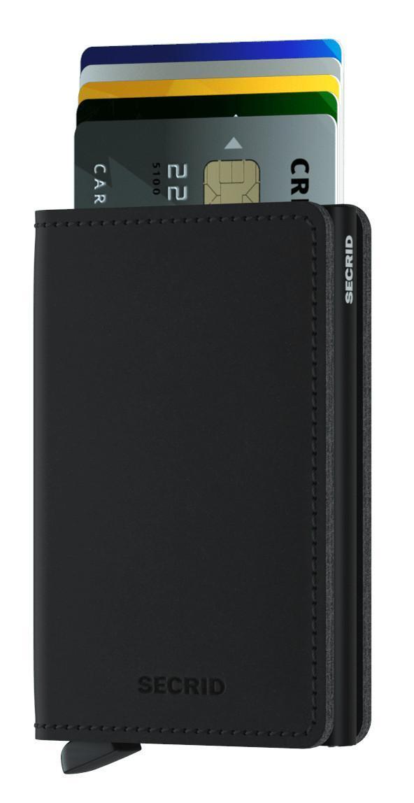 Kartenschutzhülle Slimwallet Black Soft Touch Lederimitat schwar