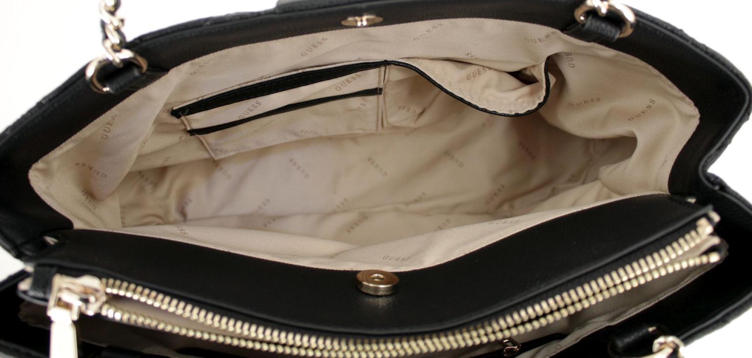 Kettenhenkel Damentasche abgesteppt Guess Gillian Black Goldmetallcharme