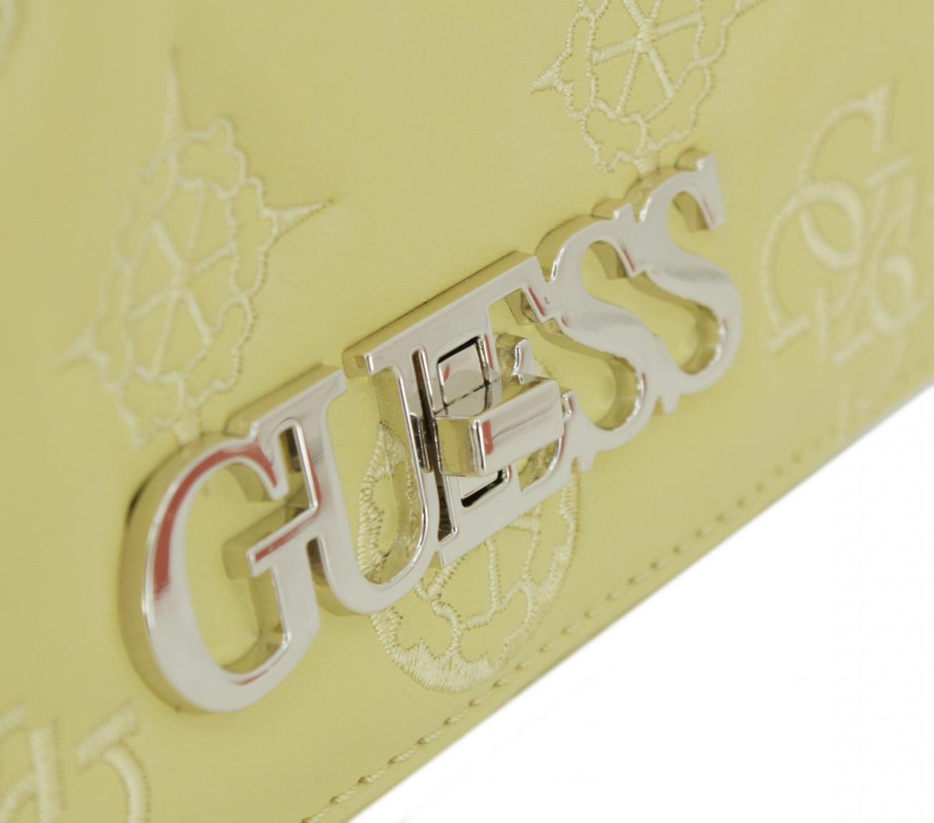 Kettentasche Guess Überschlag Chic Gelb Stickapplikation kl. Fehler