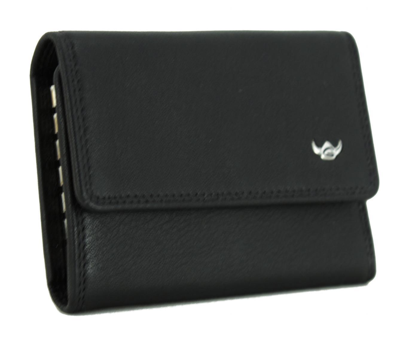 Key Case Golden Head Leder Münzfach schwarz