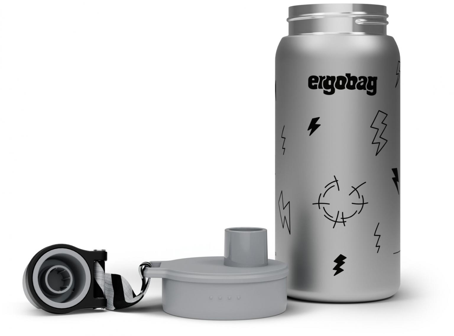 Kinderflasche isolierend Edestahl grau Ergobag Gewitter Blitze