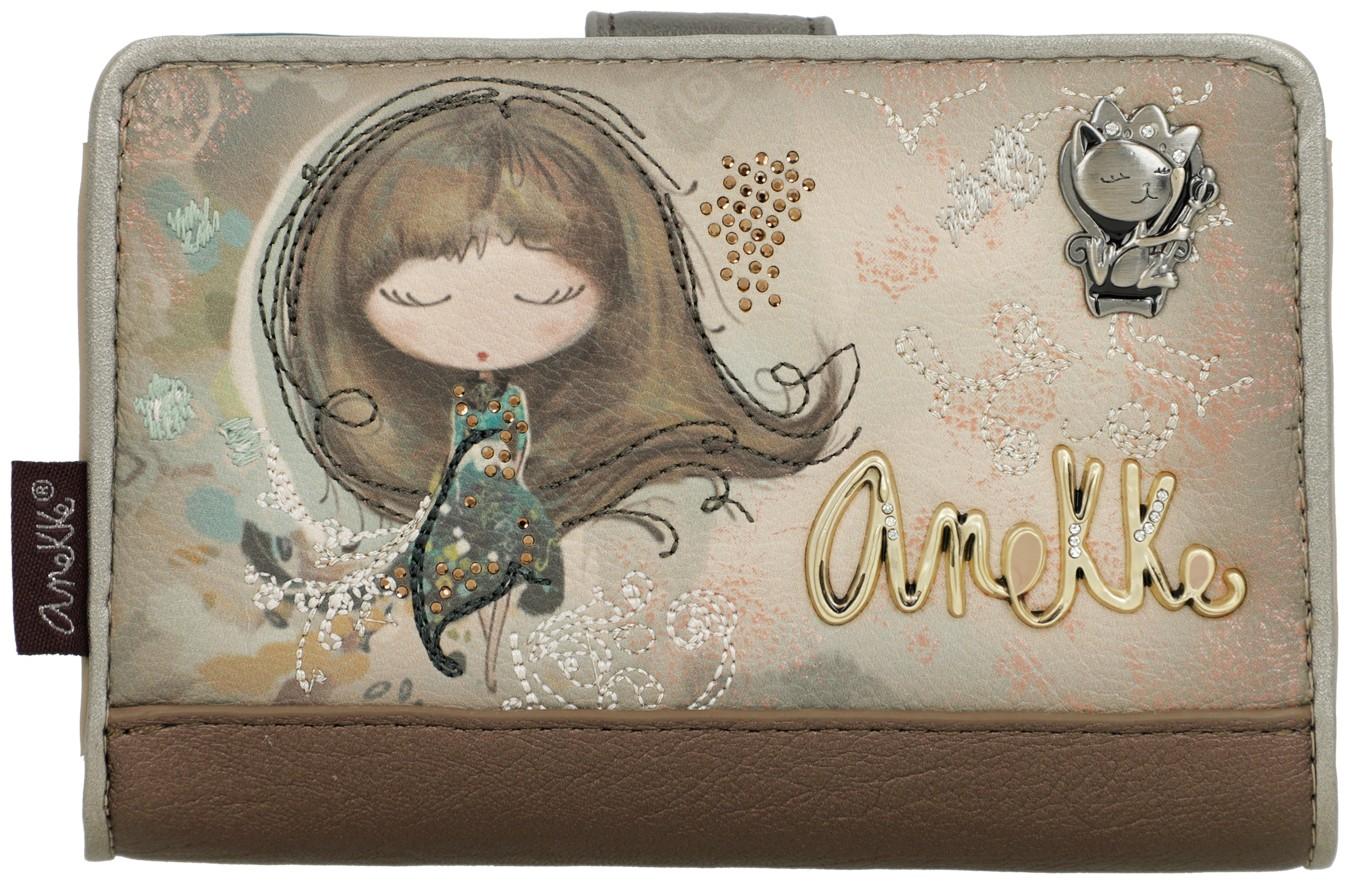 Klappbörse Anekke Real bestickt Glitzer beige taupe 