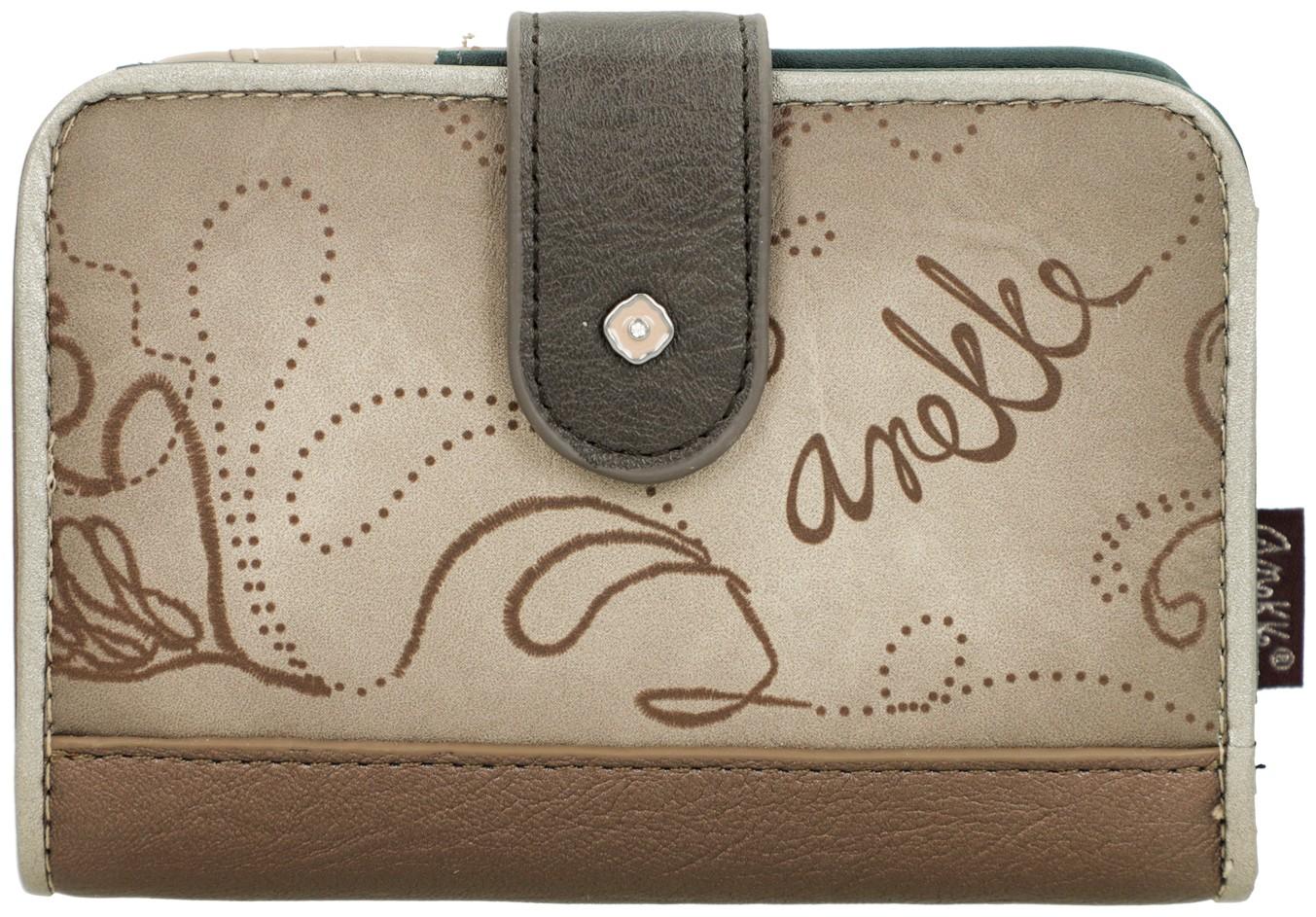 Klappbörse Anekke Real bestickt Glitzer beige taupe 