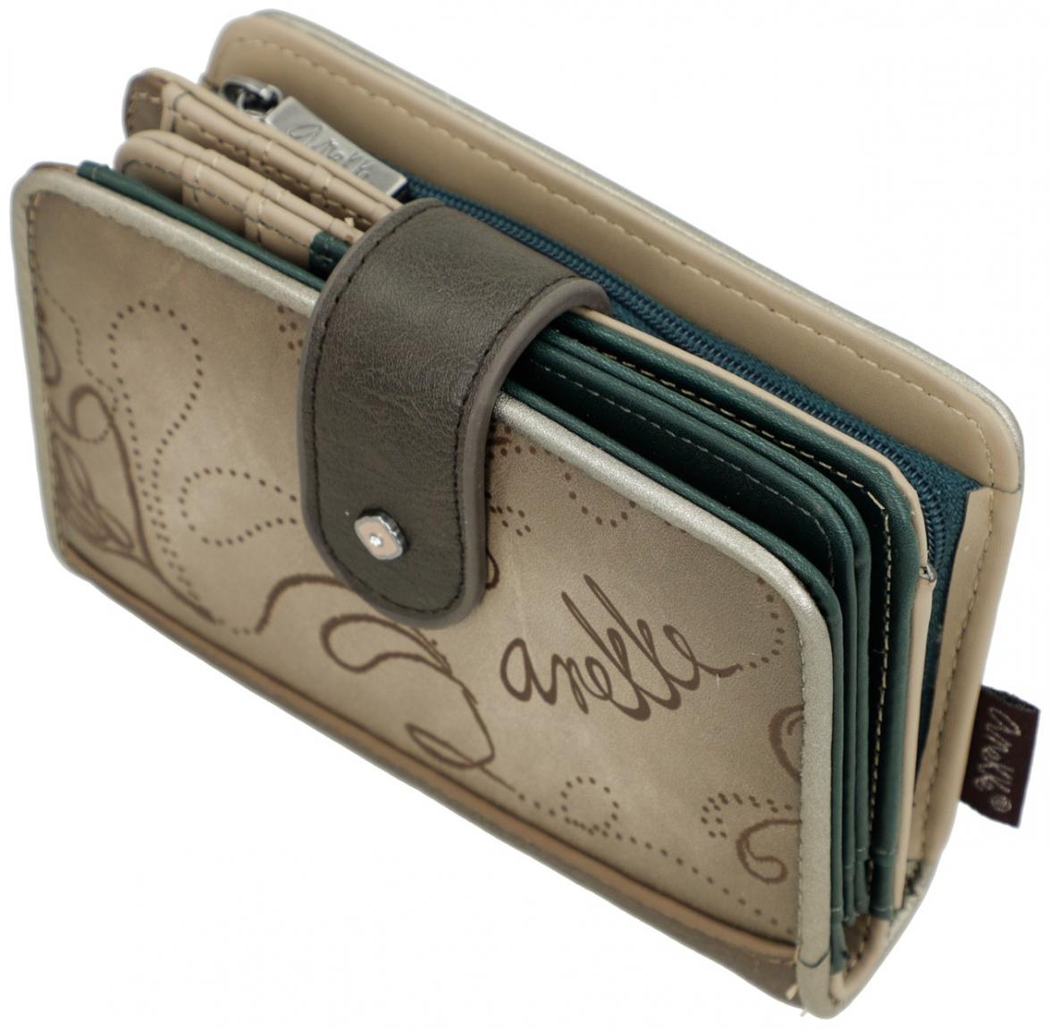 Klappbörse Anekke Real bestickt Glitzer beige taupe 