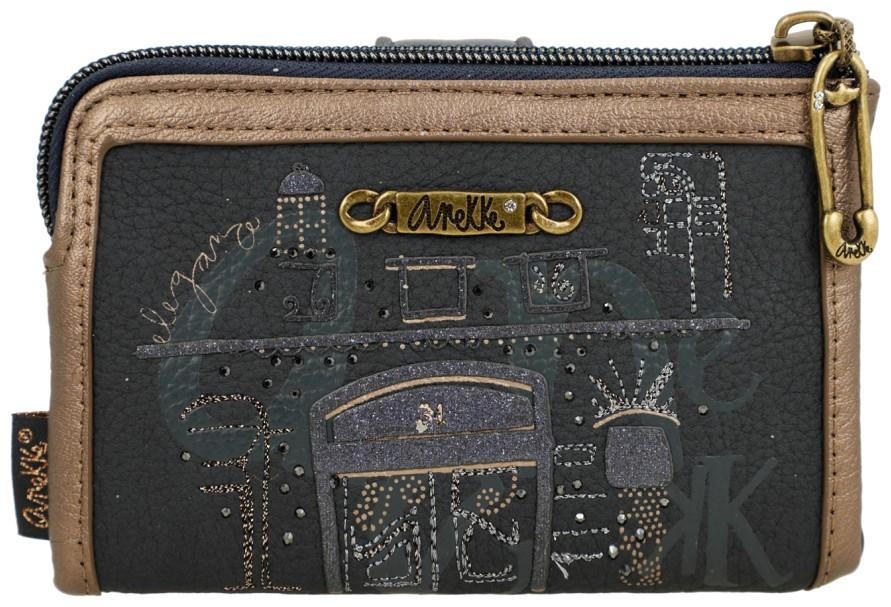 Klappbörse Anekke dunkelblau Paris Boutique Glitzersteine metallic