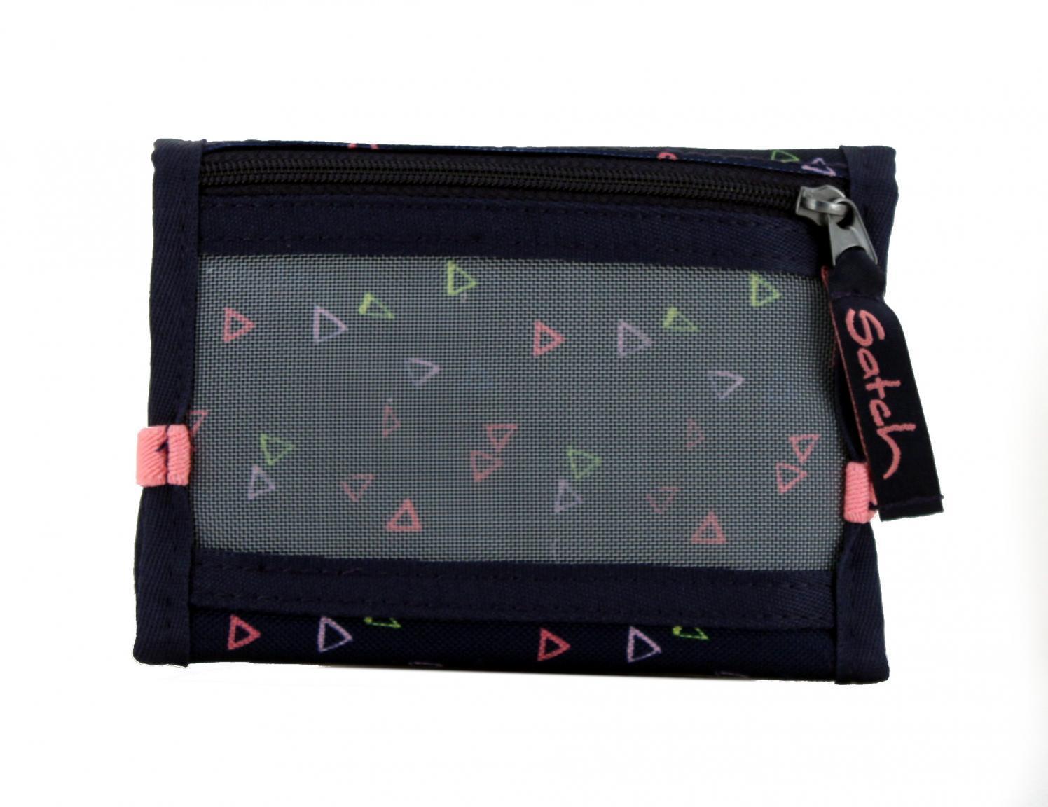 Klappbörse Satch Wallet Funky Friday dunkelblau pink Dreiecke
