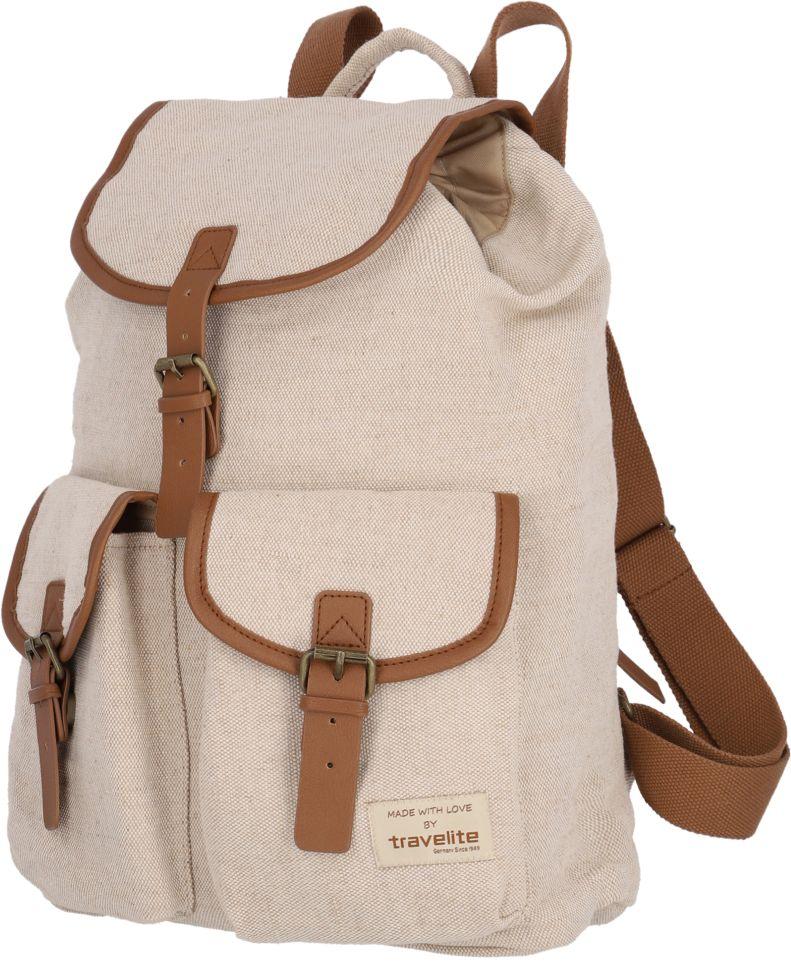 Klappen-Rucksack hellbeige Hanf Travelite Hempline Nature