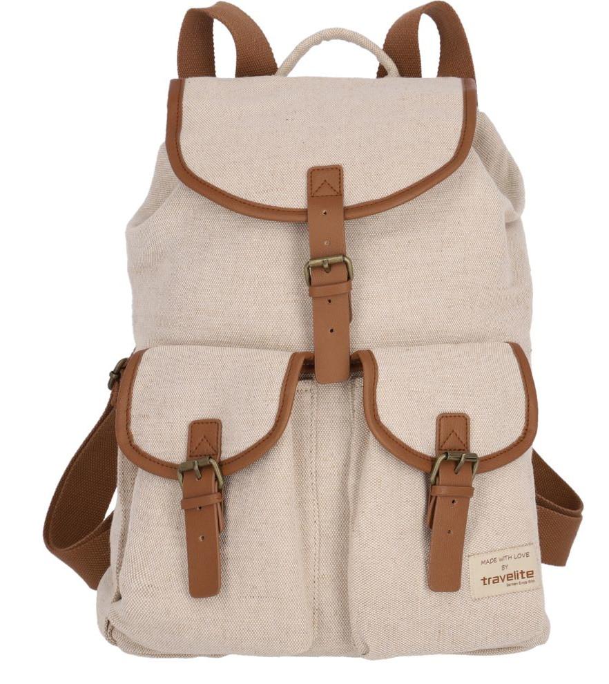 Klappen-Rucksack hellbeige Hanf Travelite Hempline Nature