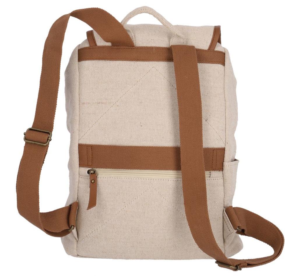 Klappen-Rucksack hellbeige Hanf Travelite Hempline Nature