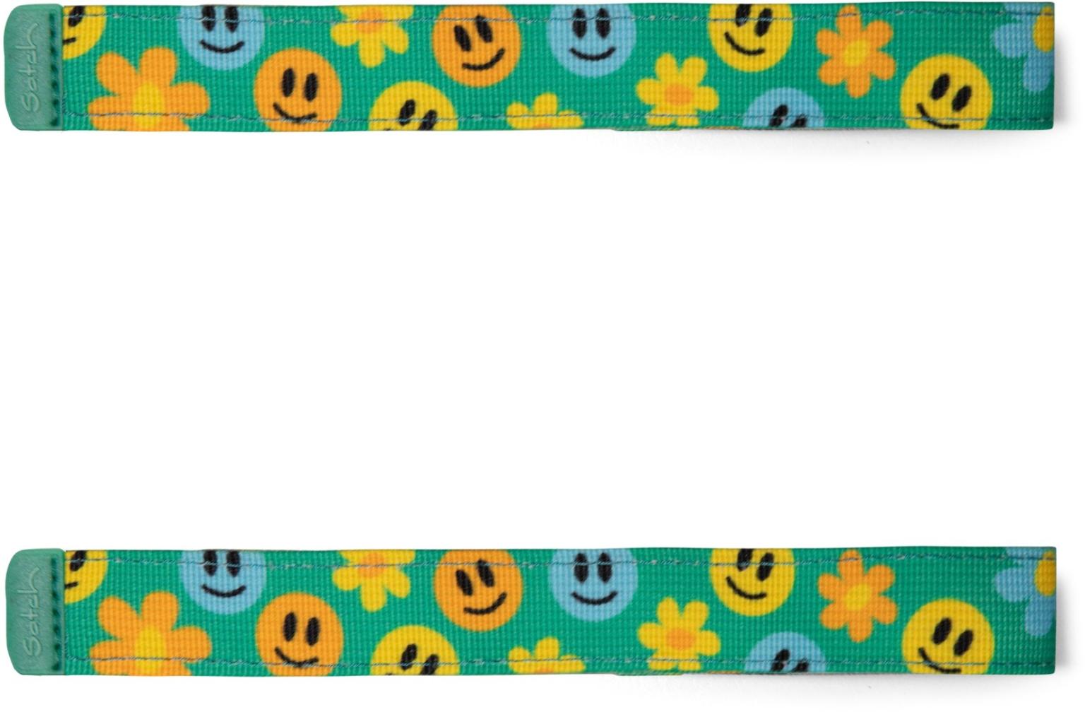 Klettbänder Satch Swaps Schultasche Happy Faces bunt Smiley Blumen