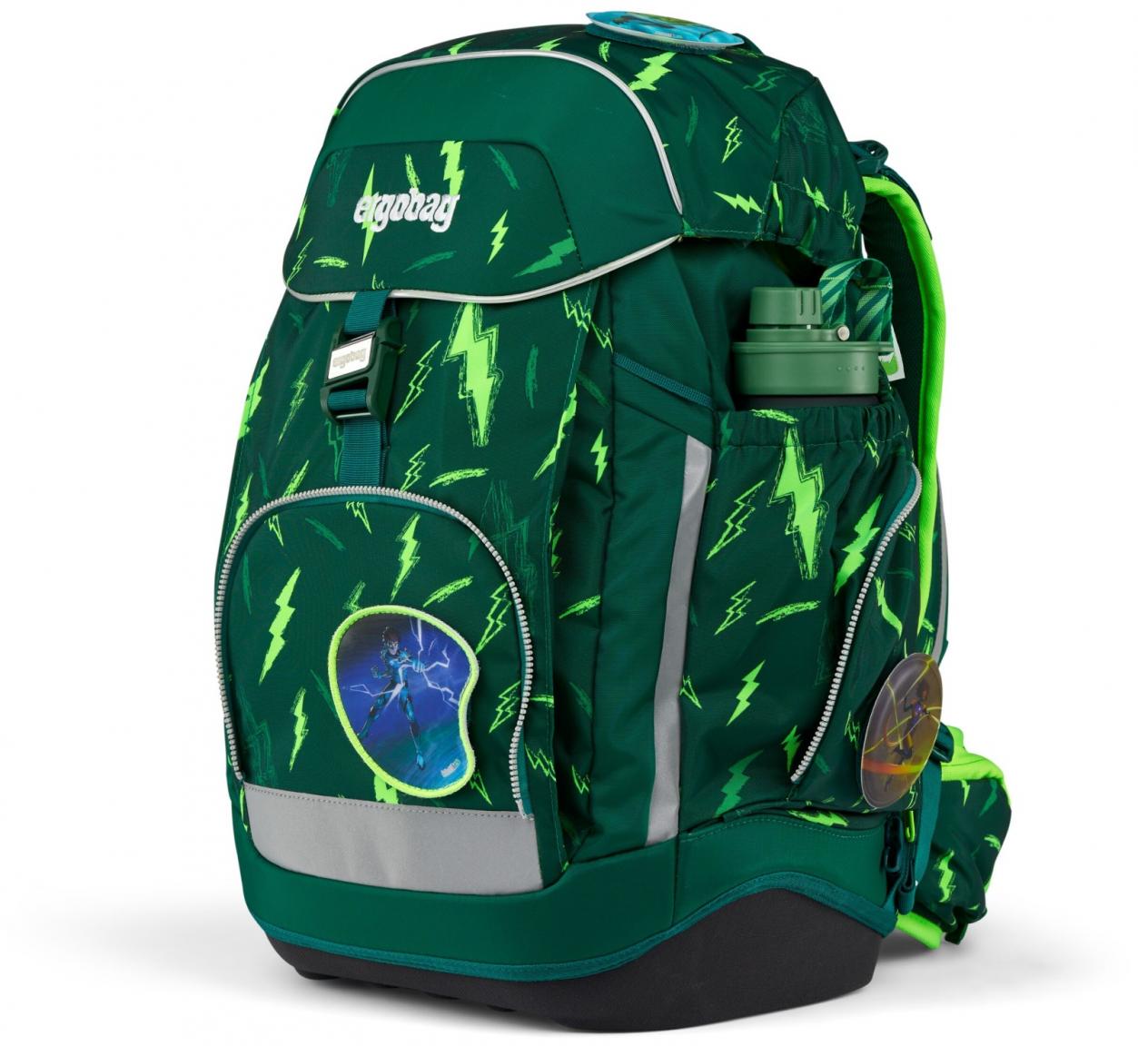 Komplettset Schulrucksack grün Superhelden Ergobag Maxi Bärtastisch