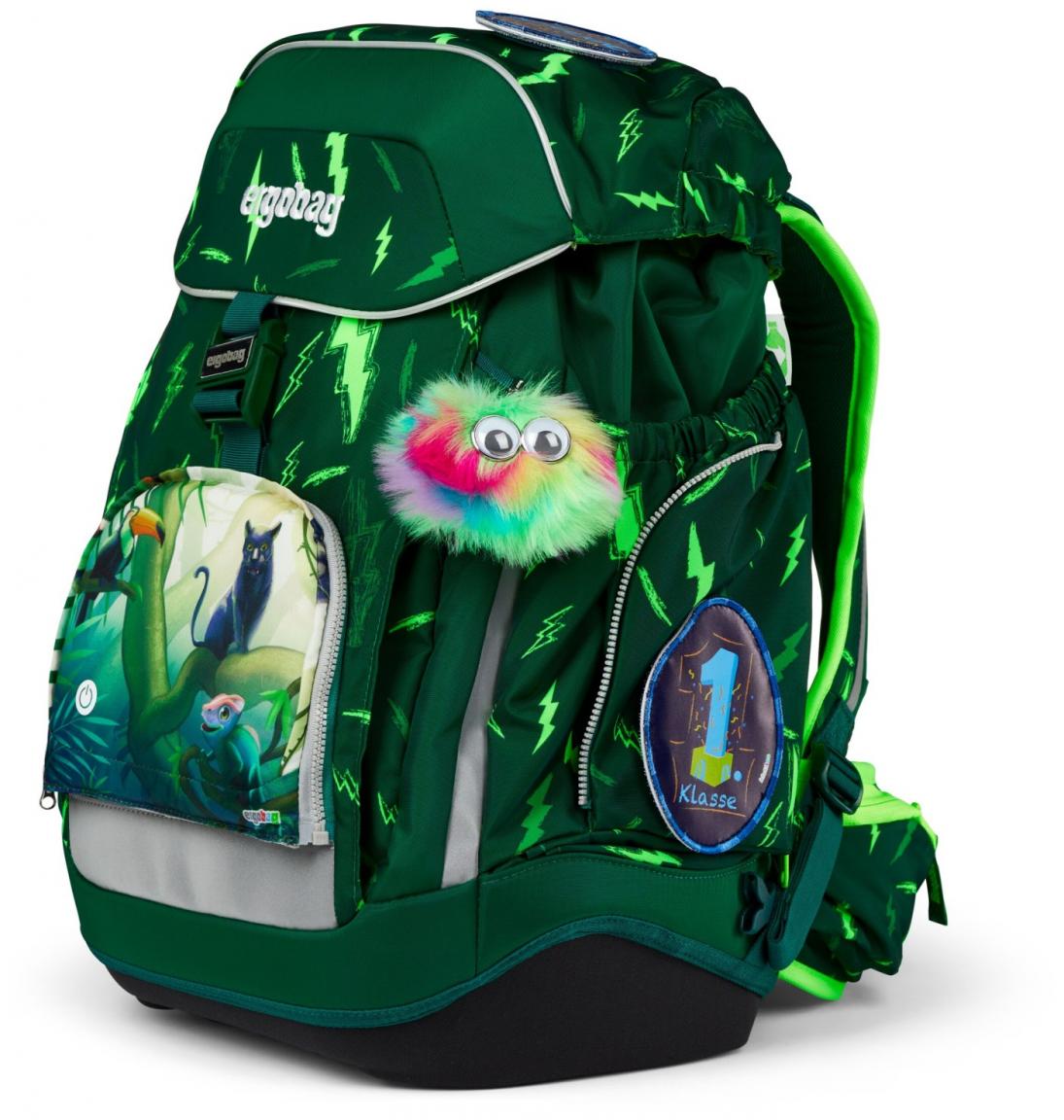 Komplettset Schulrucksack grün Superhelden Ergobag Maxi Bärtastisch