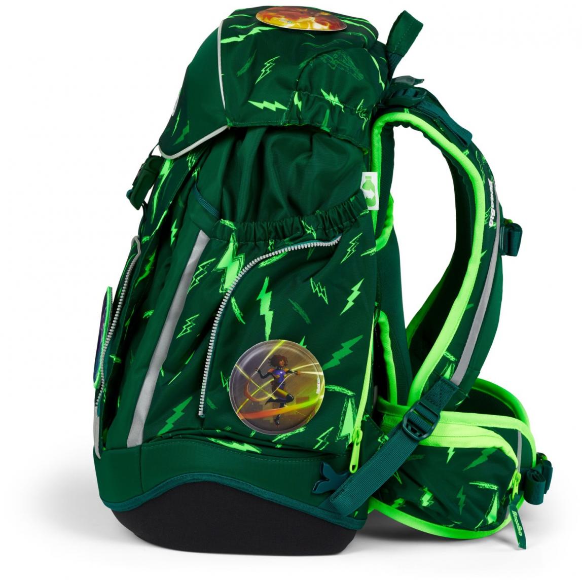 Komplettset Schulrucksack grün Superhelden Ergobag Maxi Bärtastisch