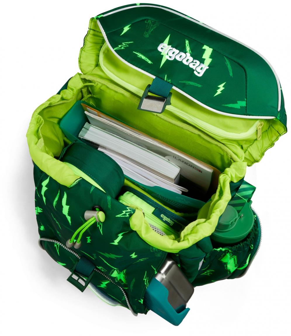 Komplettset Schulrucksack grün Superhelden Ergobag Maxi Bärtastisch