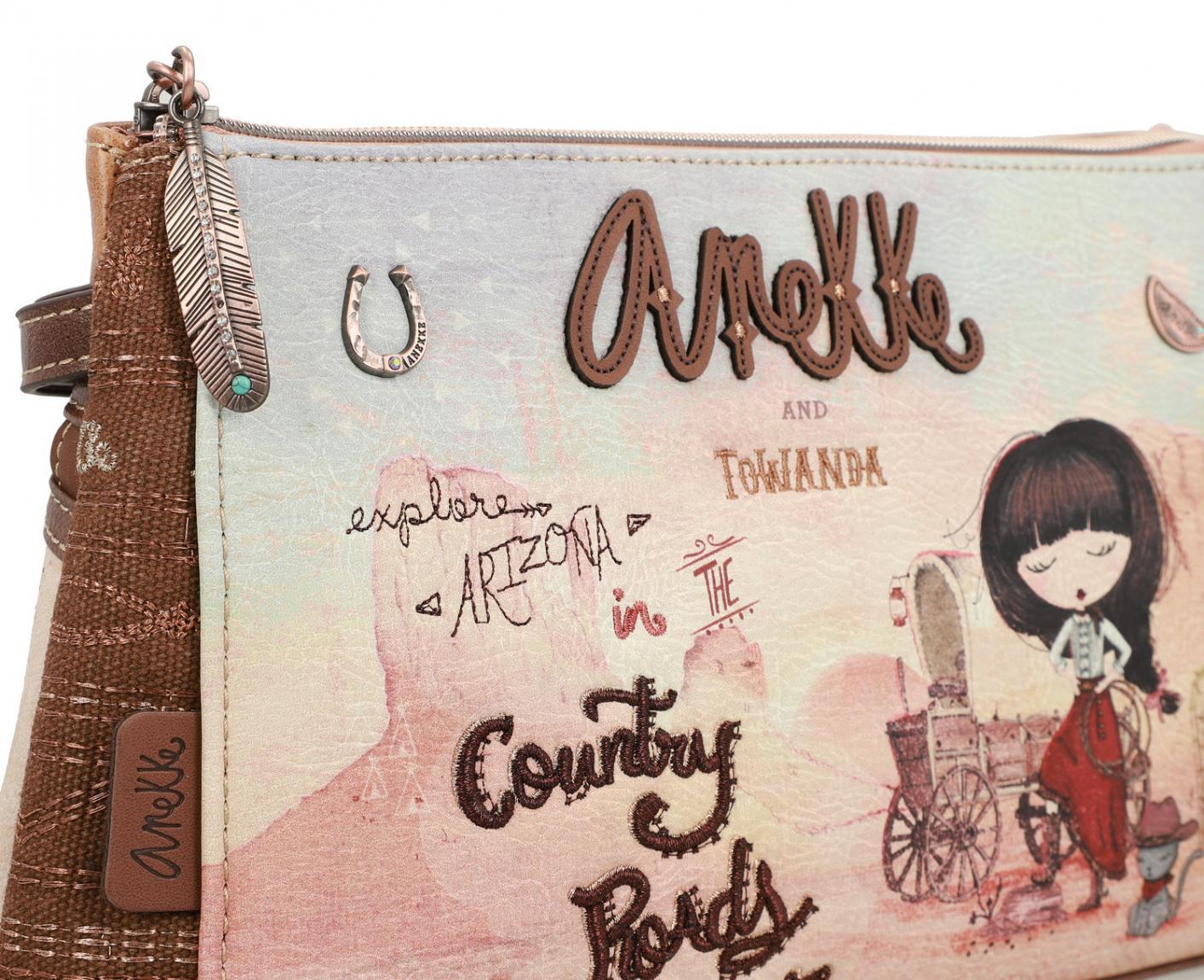 Kosmetiktasche Cowgirl Anekke Arizona bestickt braun bunt