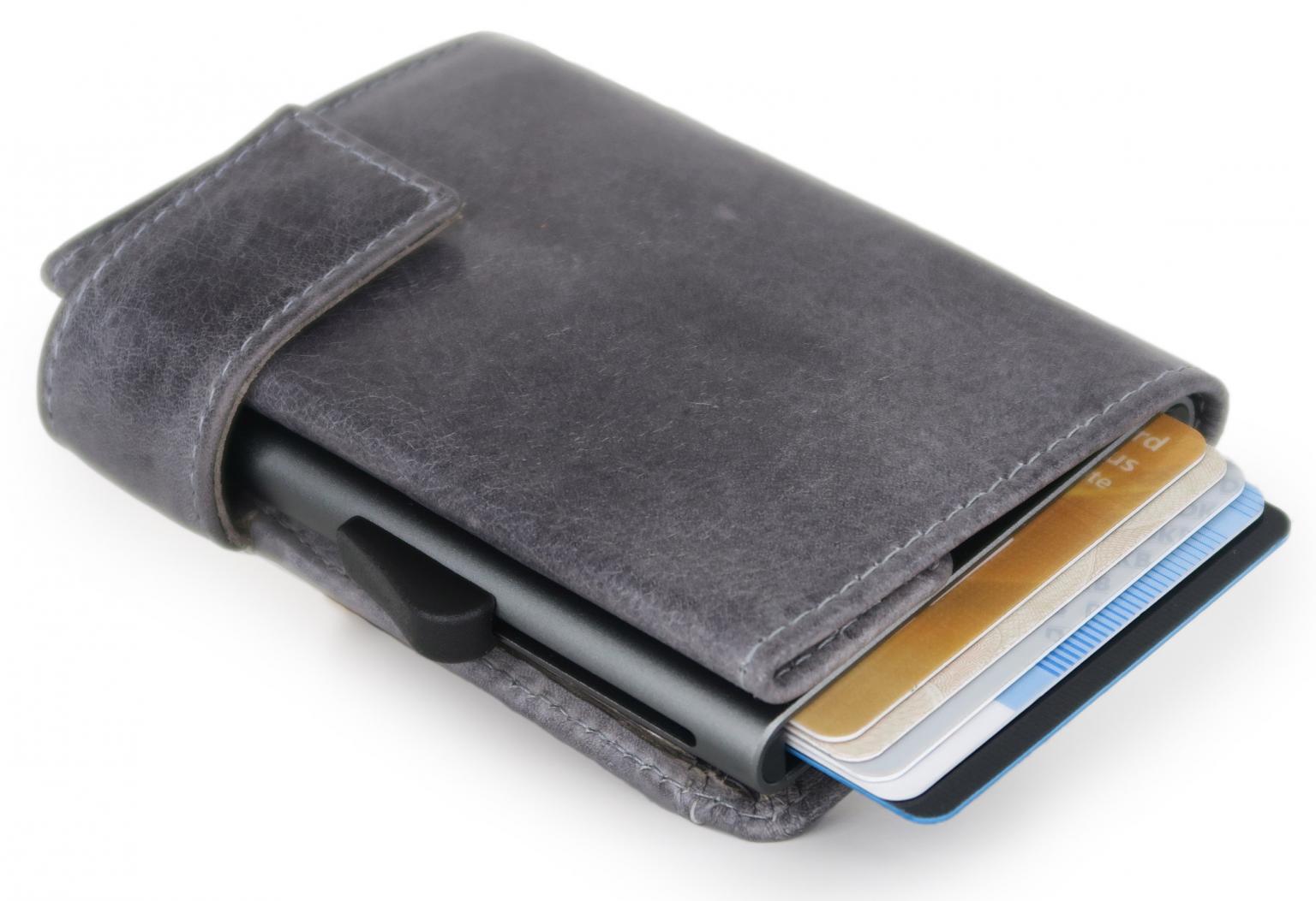 Kreditkartenbörse SecWal Vintage grau RFID-Schutz Münzfach