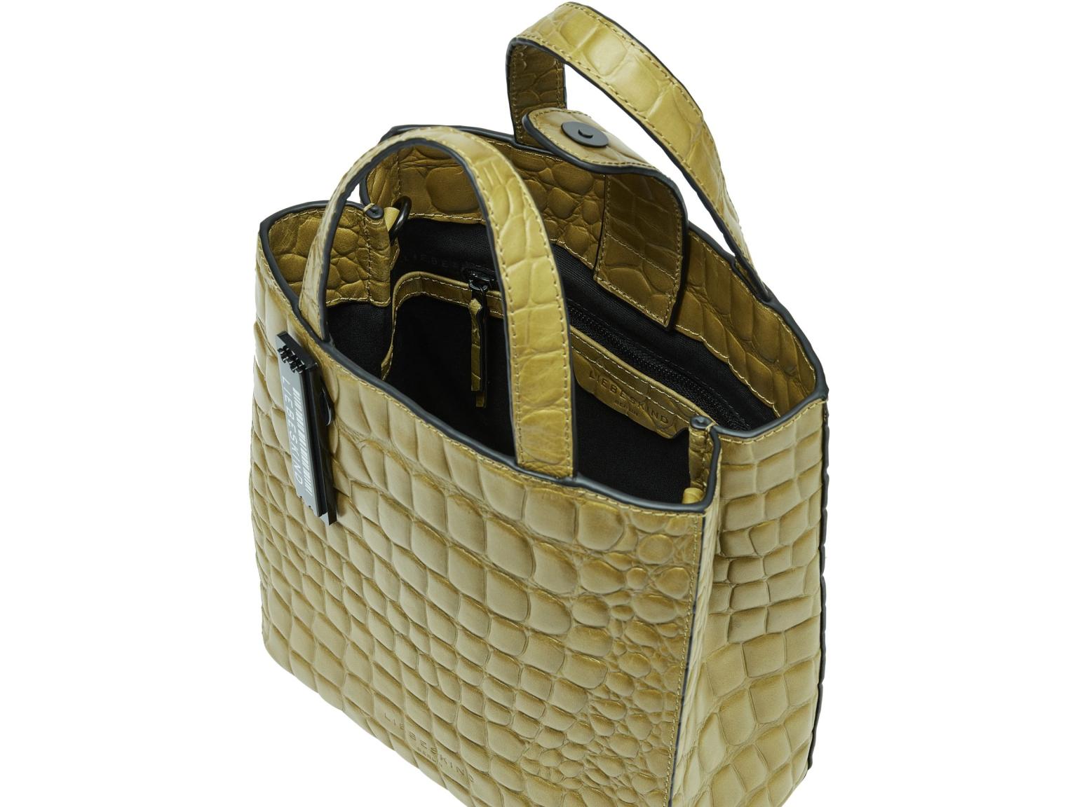Kroko Paper Bag Tote S Liebeskind Berlin Matcha Grün Diebstahlsicherung Small