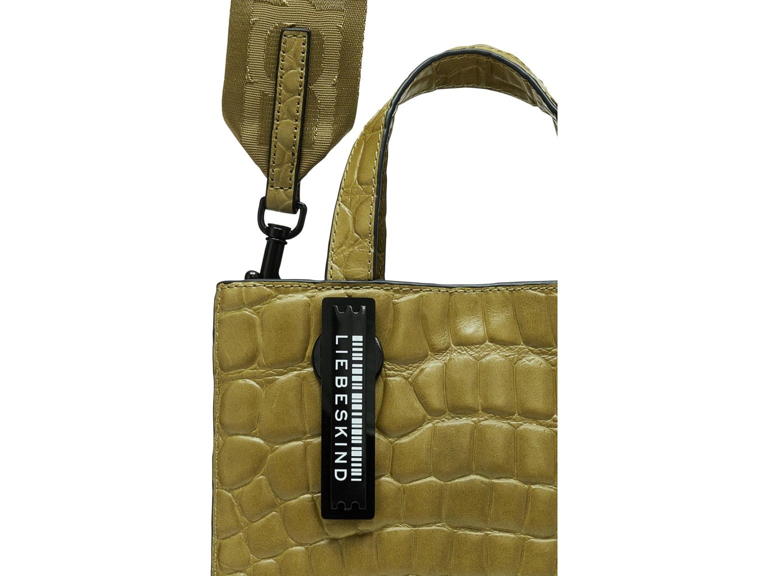 Kroko Paper Bag Tote S Liebeskind Berlin Matcha Grün Diebstahlsicherung Small