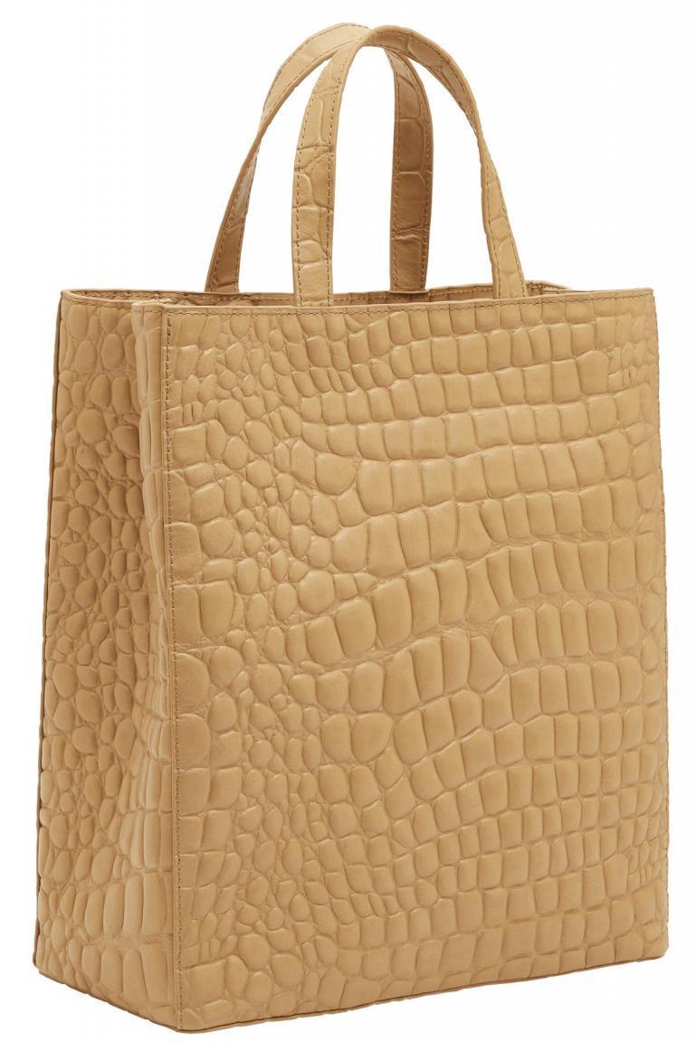 Kroko Tote Paper Bag M Krokopr gung Henkeltasche Vintage Linen