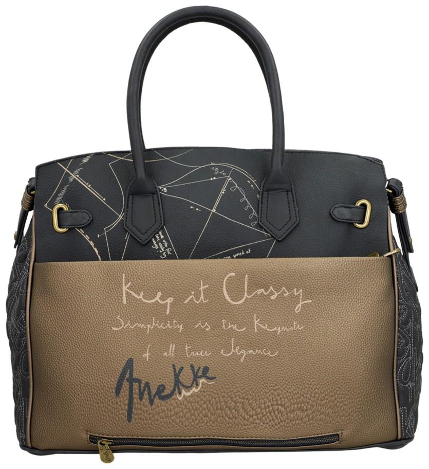 Kurzgrifftasche Anekke Mademoiselle Studio taupe blau Glitzer 