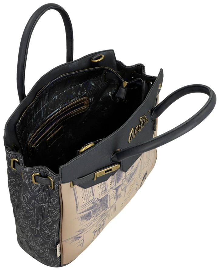 Kurzgrifftasche Anekke Mademoiselle Studio taupe blau Glitzer 