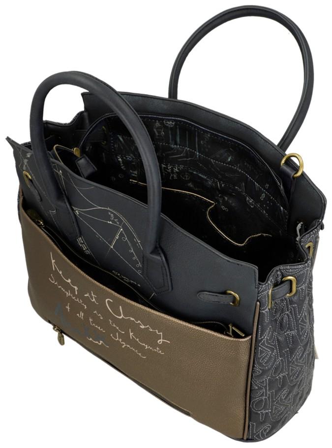 Kurzgrifftasche Anekke Mademoiselle Studio taupe blau Glitzer 