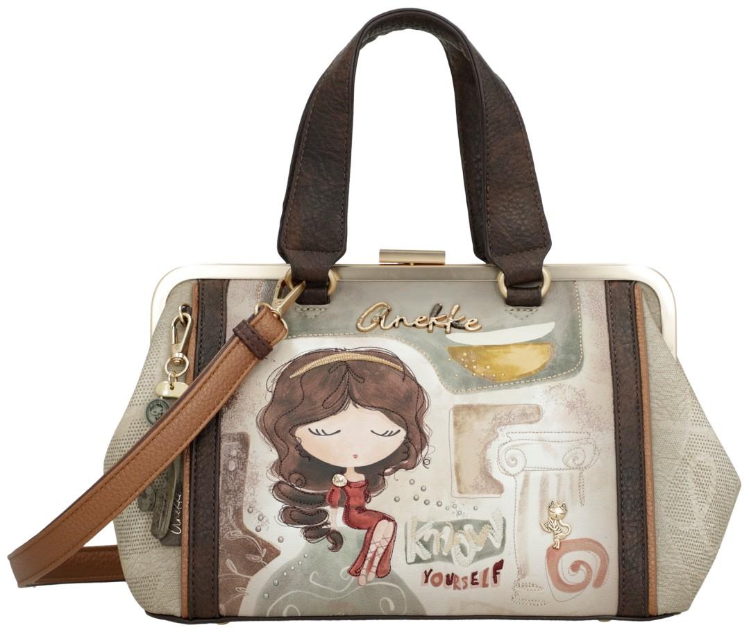 Kurzgrifftasche Anekke Muse Arzttasche beige taupe bestickt Griechenland