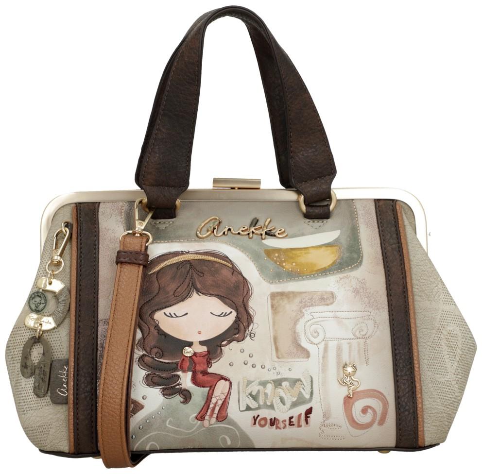 Kurzgrifftasche Anekke Muse Arzttasche beige taupe bestickt Griechenland