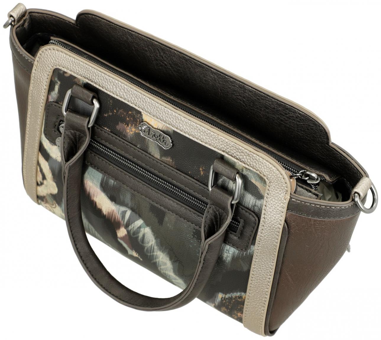 Kurzgrifftasche Anekke Real Manifesto beige metallic Stickerei