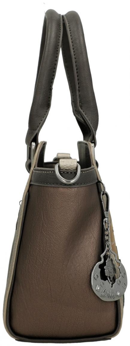 Kurzgrifftasche Anekke Real Manifesto beige metallic Stickerei