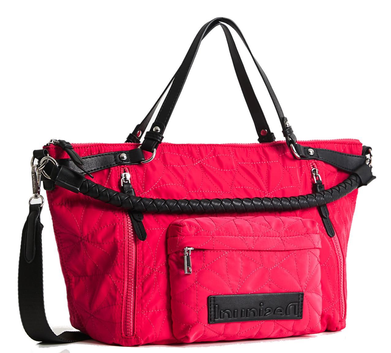 Kurzgrifftasche Desigual Prisma Libia Fucsia pink rot Statement bestickt