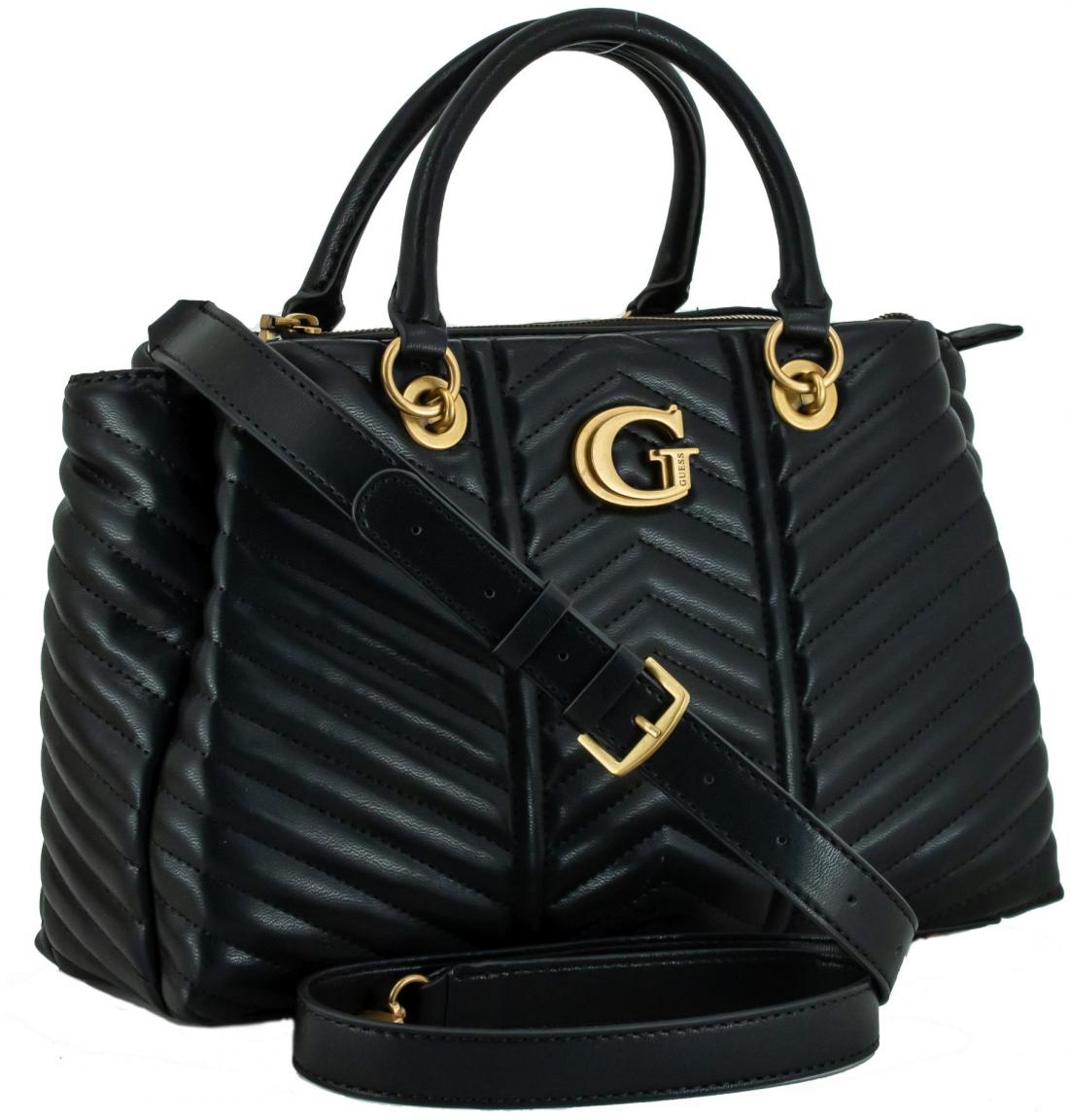 Kurzgrifftasche Girlfriend Satchel Black Lovide Guess gesteppt 