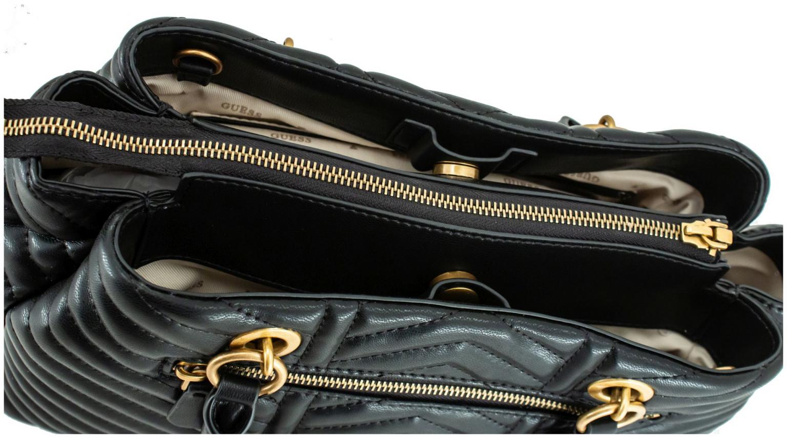 Kurzgrifftasche Girlfriend Satchel Black Lovide Guess gesteppt