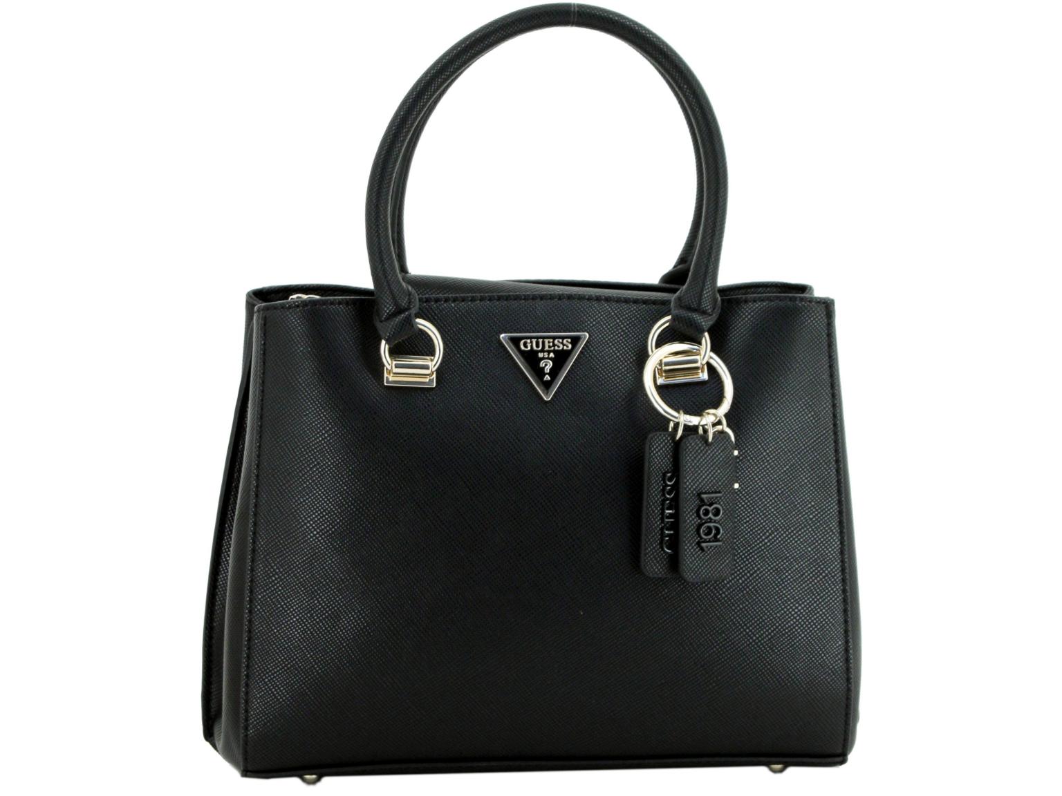 Kurzgrifftasche Guess Noelle Satchel Black schwarz Saffianooptik